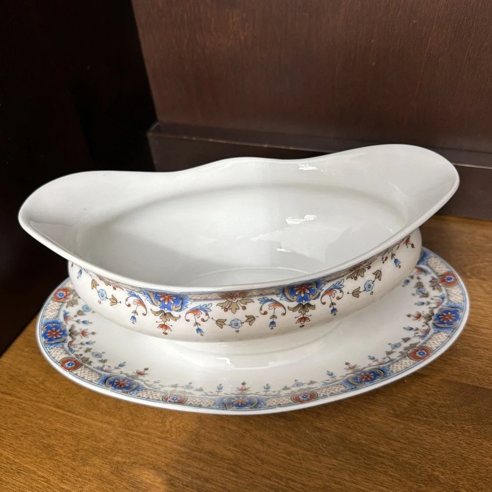 Union Céramique Sauce Gravy Boat 1900s Limoges France MF&C Chicago Antique